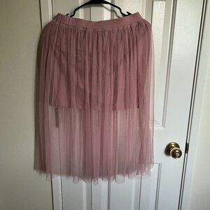 Mossimo Women Mesh Layered Skirt, Pink, Size S